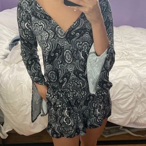 Printed Long Sleeve Romper